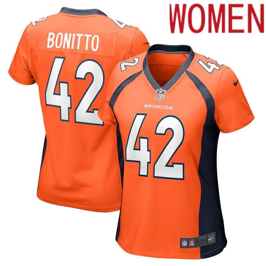 Women Denver Broncos 42 Nik Bonitto Nike Orange Game Player NFL Jersey